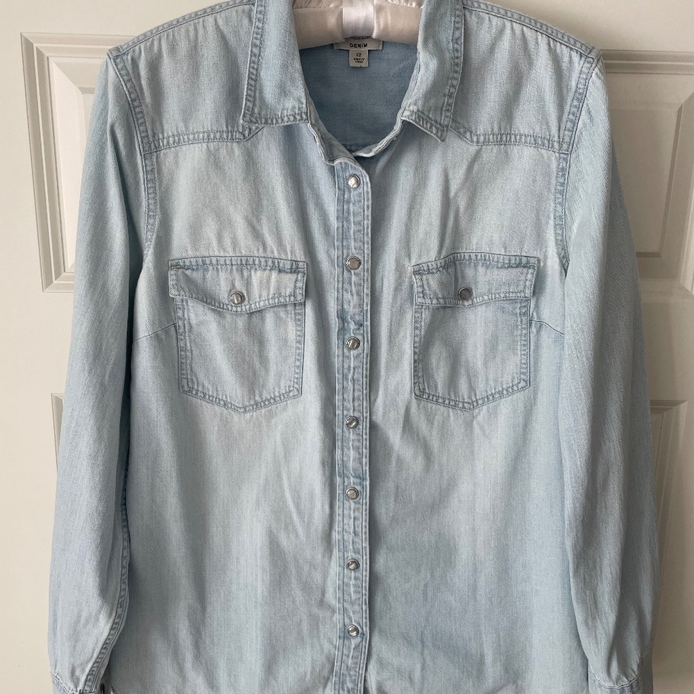 j Crew Denim Shirt, Size 12, 100% Cotton
